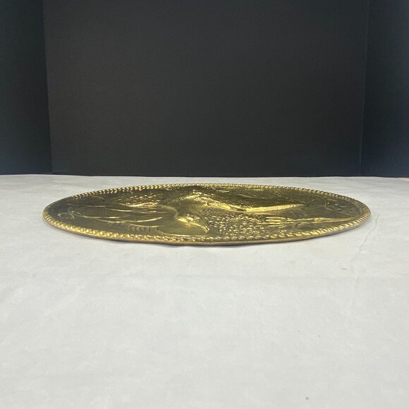 Vintage Retro Embossed Brass Wall Decor Plate Flying Duck or Goose - Picture 6 of 8